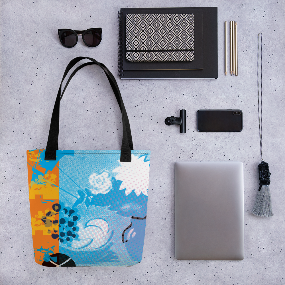 CMYK Cyan Flower Tote Bag | Gifts by Julie Kanapaux | Kan Kan