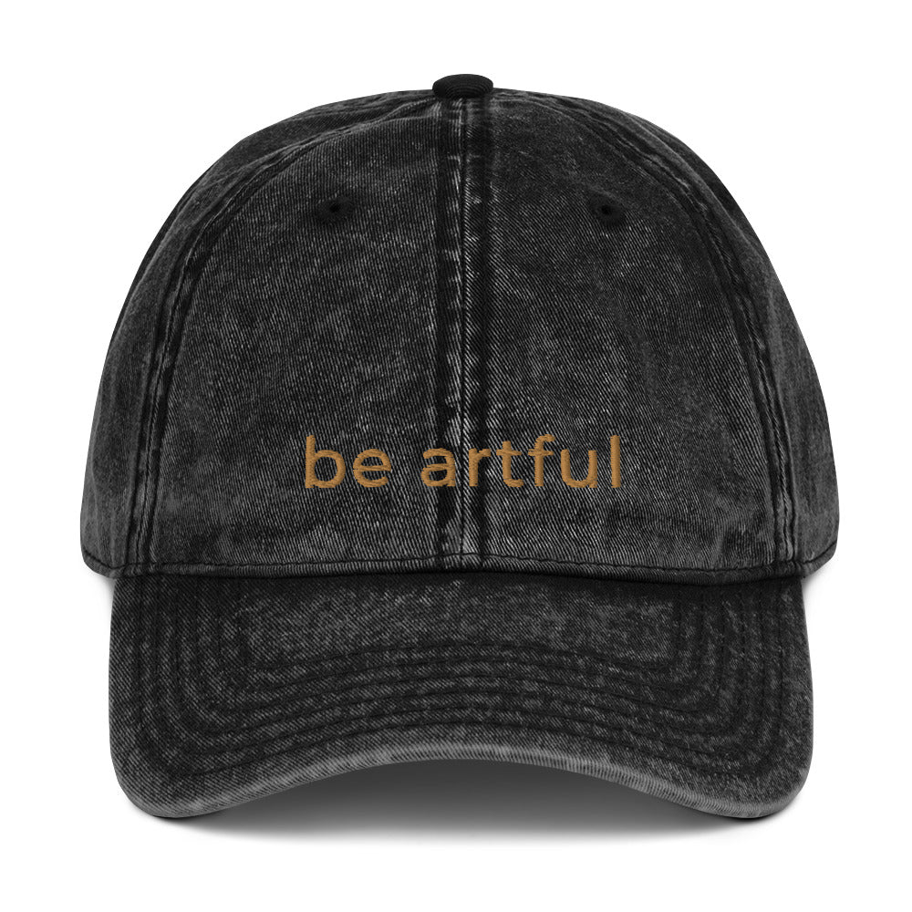 "be artful" Vintage Old Gold Cotton Twill Cap by Kan Kan Studios